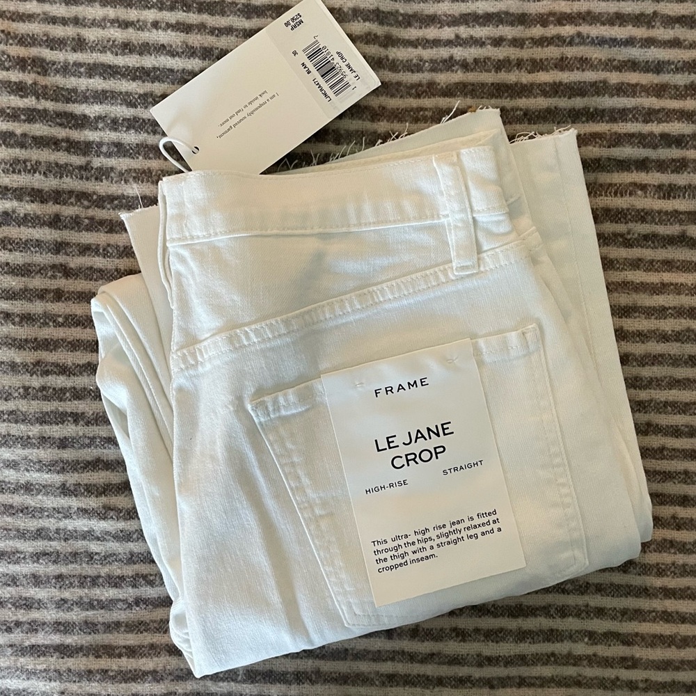 NWT FRAME DENIM LE JANE HI-RISE STRAIGHT FIT SIZE 30 IN BLANC